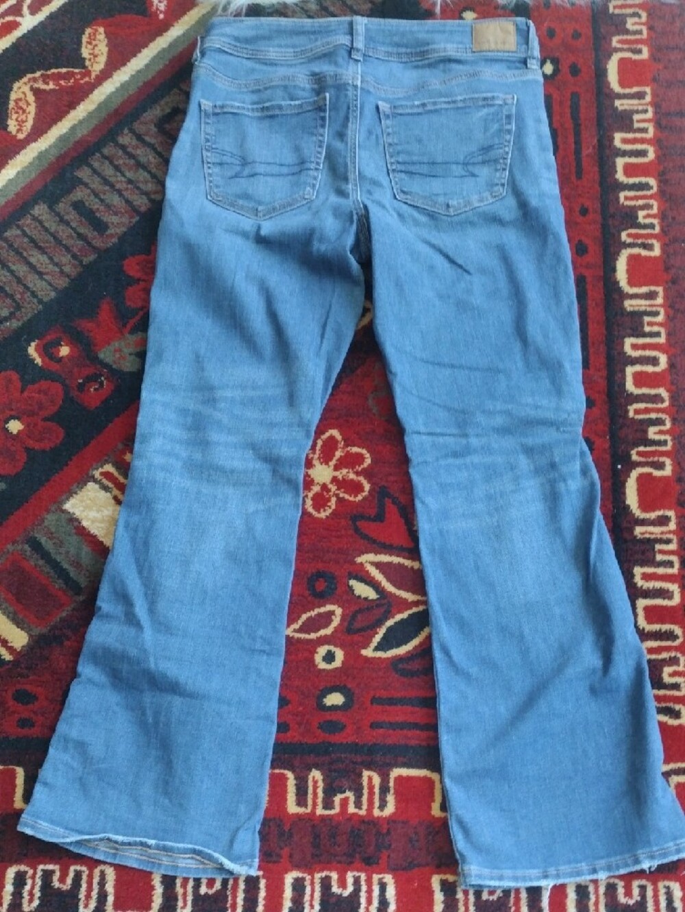 American Eagle Light Blue Denim Jeans with Tan Stitching - Picture 7 of 9